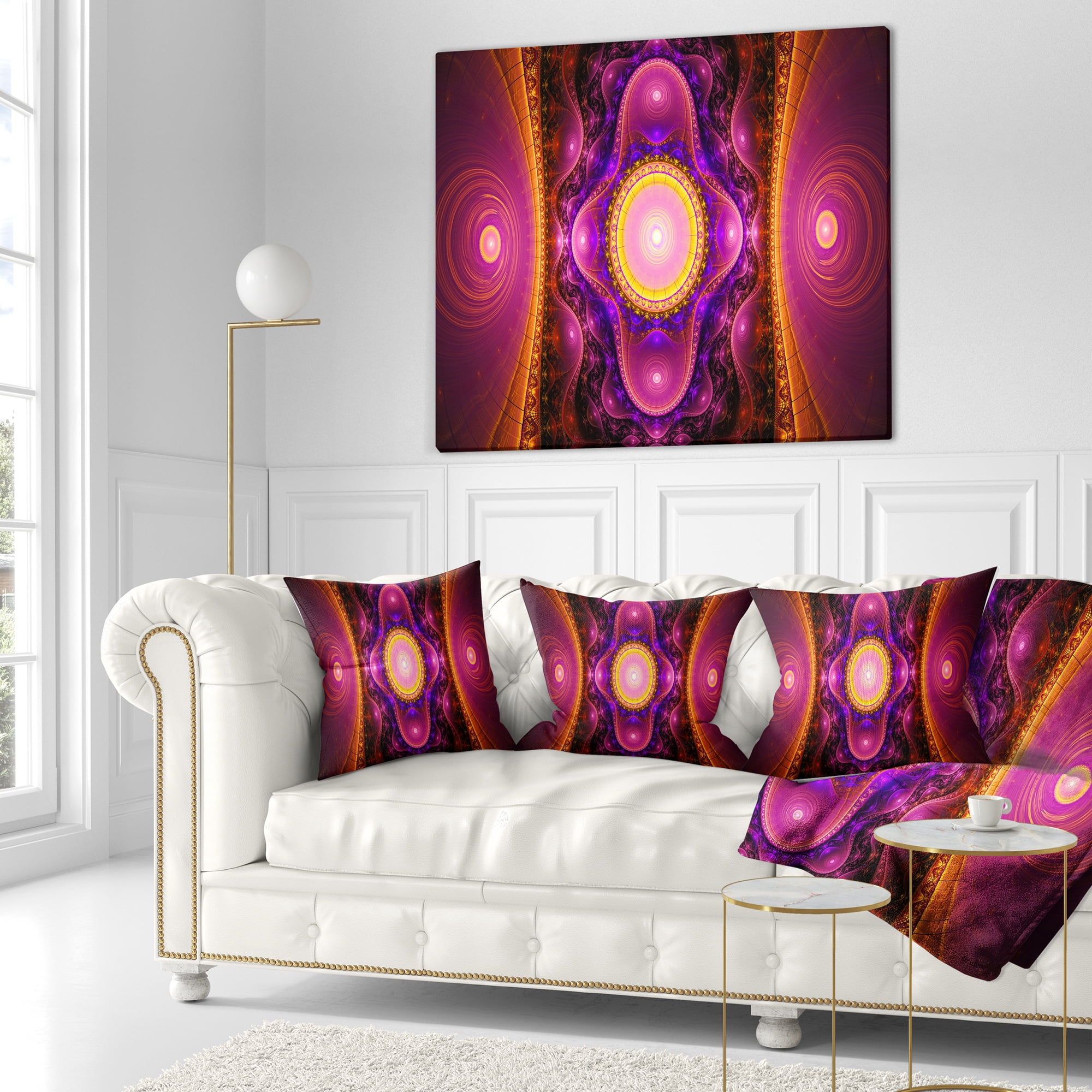 Designart Pink Cryptical Fractal Design - Abstract Throw Pillow - 18x18