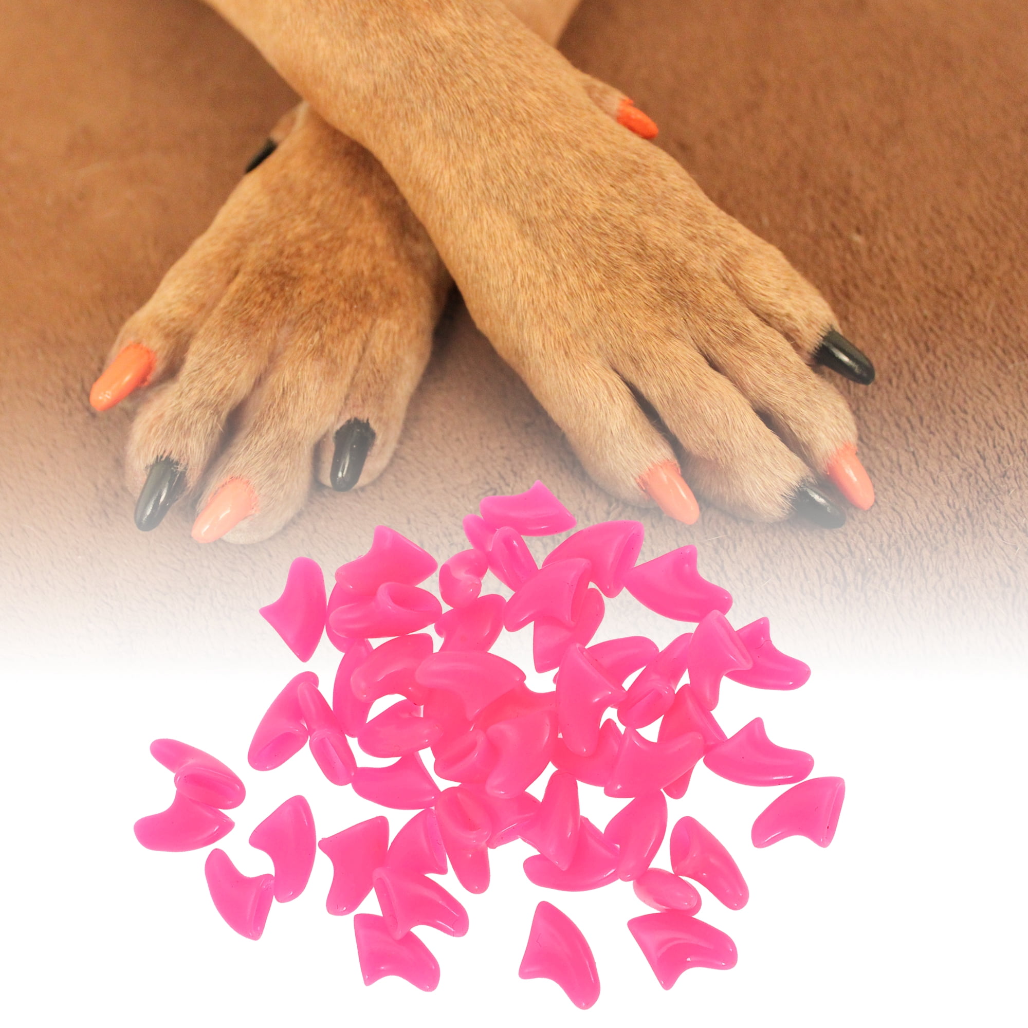 Unique Bargains Anti-scratch Pet Nail Caps for Dog 50 Pcs Rose Red Small