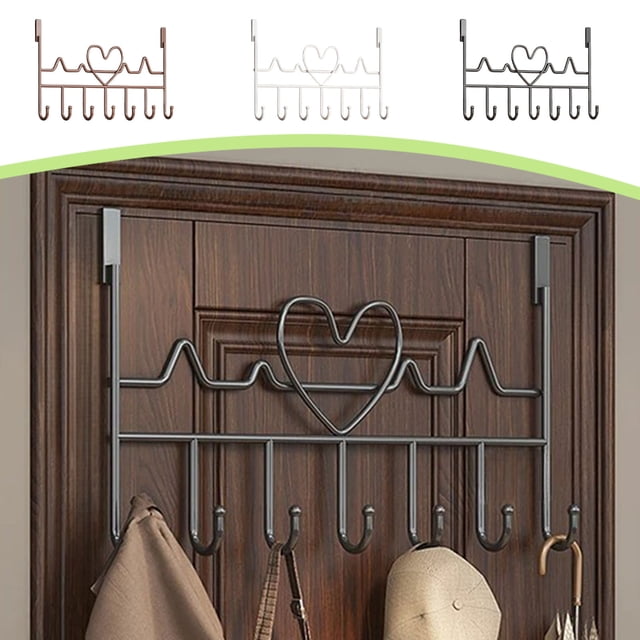 Ganchos para Puerta Sin Agujeros, Estantes y Percheros | Metal Negro 41 X 22 Cm | Organizador para Dormitorio y Cocina | Percheros Colgantes