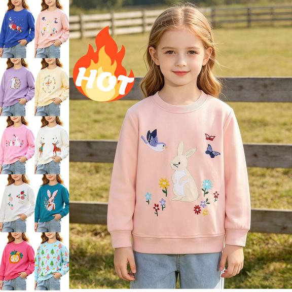 LUGOGNE Toddler Boys Girls Cotton Sweatshirt Kids Cute Graphic Long Sleeve Pullover Sweatshirts Pink,2-3 Years