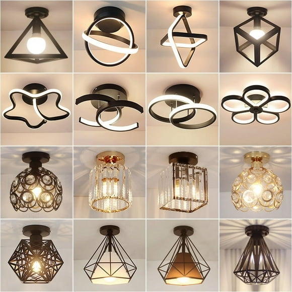 Lámpara de techo para pasillo, luz de pasillo moderna y sencilla para balcón, luz de arte de hierro para ventana de entrada