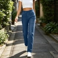 thumbnail image 2 of Atkumj Jeans for Women Trendy Solid Color Elastic High Waisted Jeans Casual Long Length Slim Straight Jeans for Women with Pockets L, 2 of 10