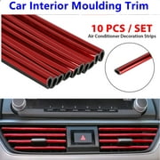 10x Auto Car Accessories Red Air Conditioner Outlet Decoration Strip Universal