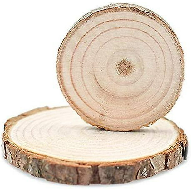 Rodajas de madera natural 20 piezas 8-10 cm Kit de madera artesanal Círculos Artesanía Adornos de Navidad Decoración de boda rústica Diy Artesanía con corteza para manualidades