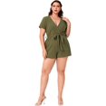 thumbnail image 4 of ORUYROP Women's Asymmetrical Solid Overlap Bodycon Workwear Skirt, 4 of 7
