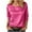 Hot Pink, variant on GEWSEY Womens Satin Silk 3/4 Length Sleeve Tunic Tops Trendy Silky Round Neck Business Casual Shirt Dressy Blouses (Purple, L)
