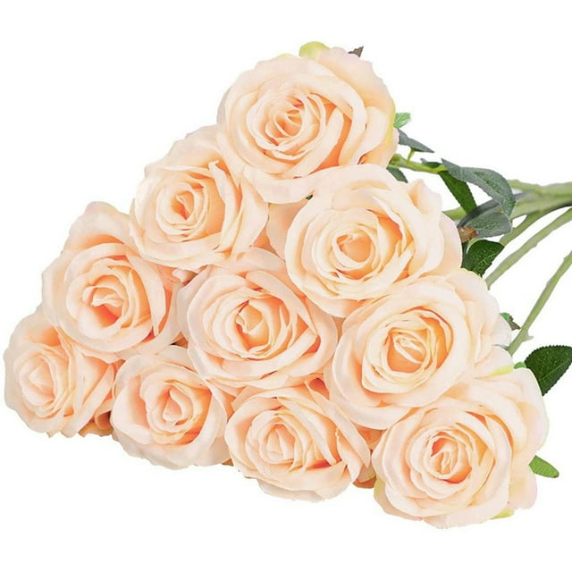 Artificial Flowers,12pcs Silk Rose Flower Fake Roses Realistic Silk