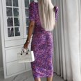 thumbnail image 5 of WTXUE Robes Maxi, Robe Moulante à Manches Courtes Maxi Col en V, Robe Longue Ajustée à Fleurs Fragmentées pour Femmes Printemps Été, Bleu Taille TTG, 5 of 5