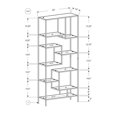 thumbnail image 4 of Monarch Specialties Bookshelf, Bookcase, Etagere, 72"h, Office, Bedroom, Metal, Tempered Glass, Grey, Clear, Contemporary, Modern, 4 of 4
