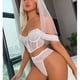 thumbnail image 3 of Conjunto de lencería de malla con hombros descubiertos, cierre frontal abierto, cintura de encaje, panty de malla, sujetador de cosplay, panty, conjunto de lencería con diadema, Blanco XL, 3 of 8