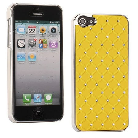 - Silver Chromed Yellow Bling Diamond for Iphone 5 5S SE Case Cover Phone Cases Snap-on Cover Rubberized Frosted Matte Surface Hard Shell
