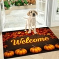 thumbnail image 5 of Zawou Fall Welcome Mat, Pumpkin Pattern Indoor Entryway Soft Door Mat, Ultra Thin Non-Slip Washable Runner Rug for Hallway, Kitchen, Front Door, Seasonal Autumn and Thanksgiving Decor, 5 of 7