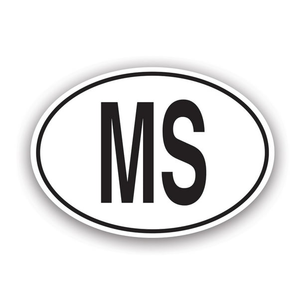 MS Mauritius Country Code Oval Sticker Decal Self Adhesive Vinyl