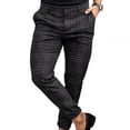 thumbnail image 1 of OmicGot Popular Mid-rise Checkered Pattern Pants Bottoms Men Pants, 1 of 3