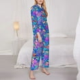 thumbnail image 3 of Vsdgher Colorful Mushrooms Pajamas Set Long Sleeve Sleepwear Womens Button Down Nightwear Pj Sets-XX-Large, 3 of 7