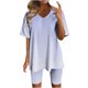 thumbnail image 1 of Blusas para las Mujeres Casual, Cuello en V de Manga Corta Impresa Superior Y Suelto Pantalones Cortos, Conjuntos de Moda de Verano, 1 of 4
