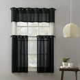 thumbnail image 6 of (2 pack) Mainstays Solid Semi Sheer Curtain Tier Pair and Valance Set, 3 Piece Ready Made Kitchen Curtains, Black, 54" W x 36" L, 6 of 9