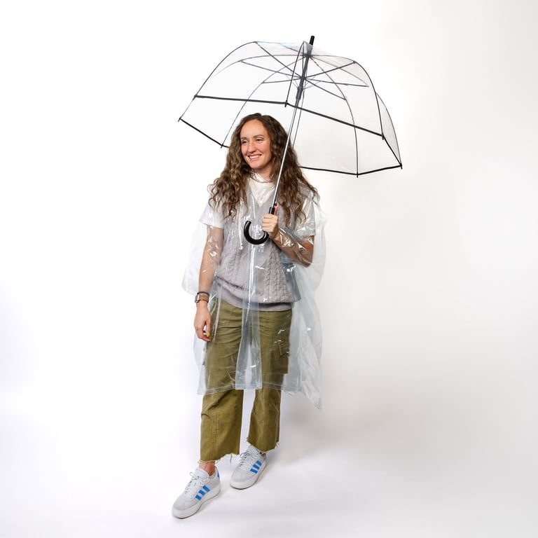 Clear Auto Open Bubble Umbrella with Rain Poncho photo 1