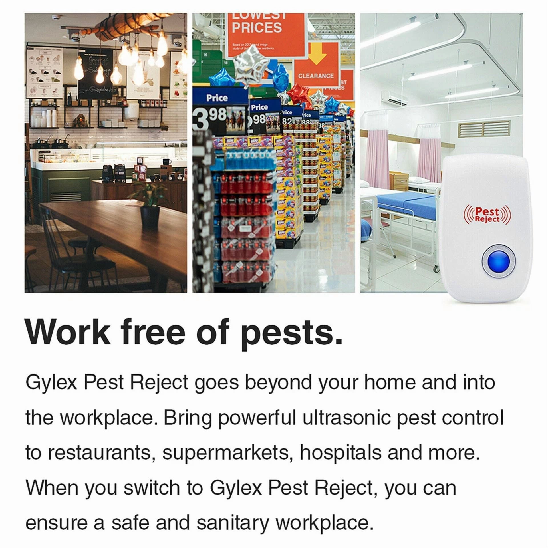 CRESTIN- Gylex Pest Reject Ultrasonic Repeller - Rid Your Home Of Rodents & Bugs - 6 Pack