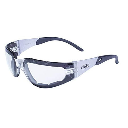 

Global Vision Eyewear Rider Plus Anti-Fog Safety Glasses with Silver Temples and EVA Foam Clear Lens