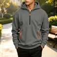 thumbnail image 2 of Boys Quarter Zip Hoodie Fleece Hooded Sweatshirt With Pockets Kids Soft Long Sleeve Pullover Fall Winter School Clothes Dark Gray Size 5-6years, 2 of 8