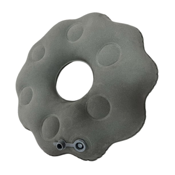 Cojín inflable con forma de donut, almohada flocada para el coxis, almohada con forma de donut para sofá o avión. válvula de resorte