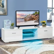 TV Stand for TVs up to 65''  w/RGB LED Lights, 2 Shelves, 2 Drawers, TV Cabinet Modern Home Furniture - 57.00 x 15.00 x 13.00 Inches