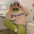 thumbnail image 5 of Pijama de astronauta para niña, conjunto de tres capas de algodón, aislamiento grueso, 2 piezas, ropa de casa, Top y pantalón, Invierno, 5 of 5