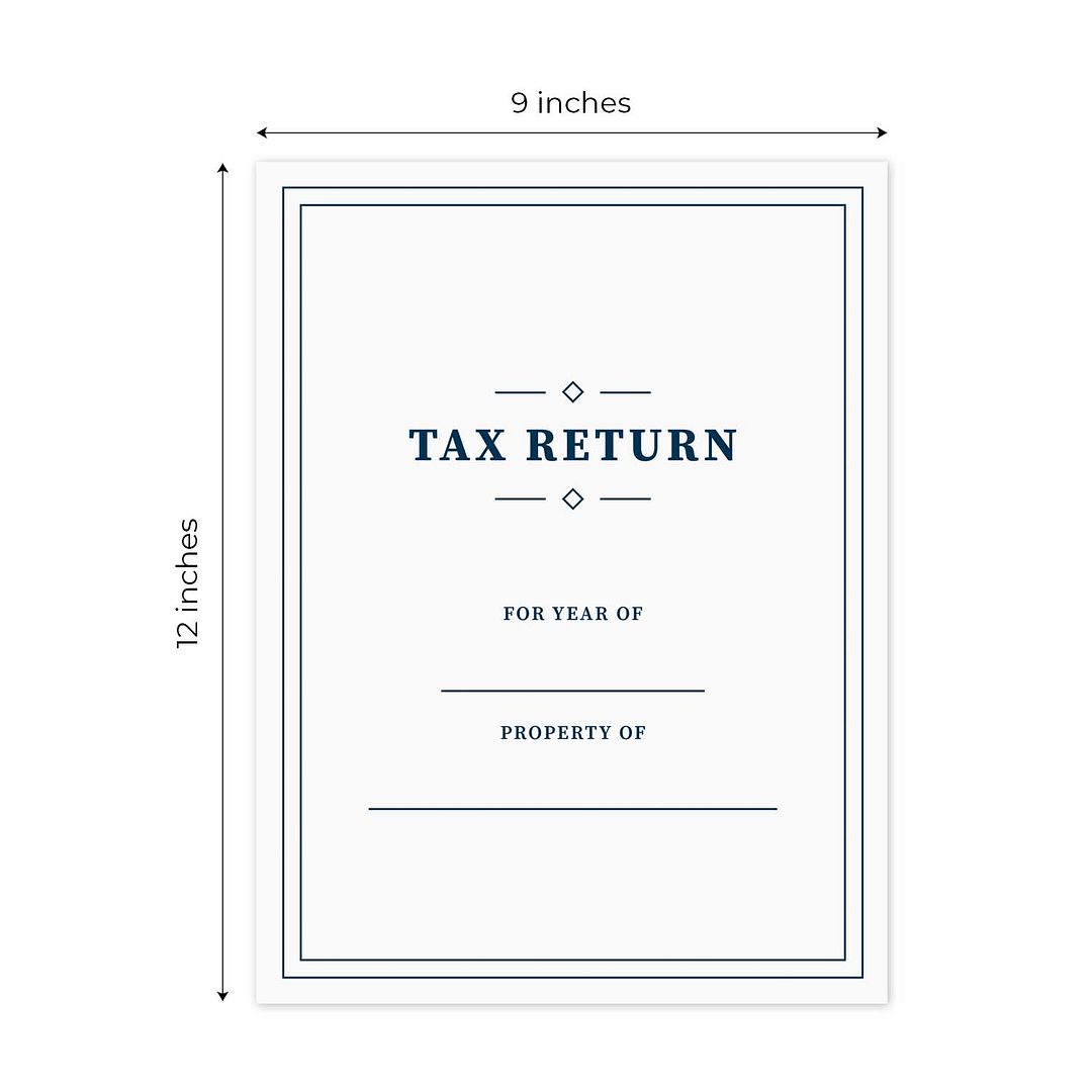 Professional Navy Border Tax Return Folders / 25 Sleek Blue And White 2 Pocket Folders / 9" x 12" Fill In Tax Return Presentation Folder / Made In The USA