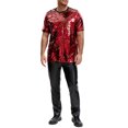 thumbnail image 2 of INSPIRE CHIC T Shirt for Men's Short Sleeve Round Neck Regular Fit Party Club Sparkly Disco Tee Top 2XL Red Golden, 2 of 5