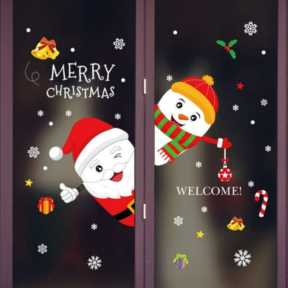 Christmas Window Clings - Removable Static Stickers for Glass Door, Winter Snowflake Wall Decals