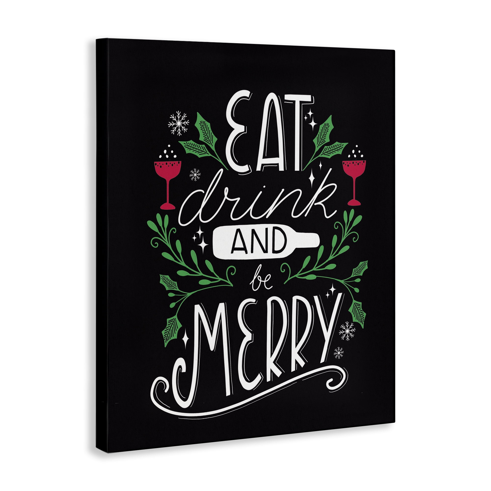 Stupell Industries Eat Drink and Merry Xmas Holiday Painting Gallery Wrapped Canvas Art Prints Wall Art, 30 x 40