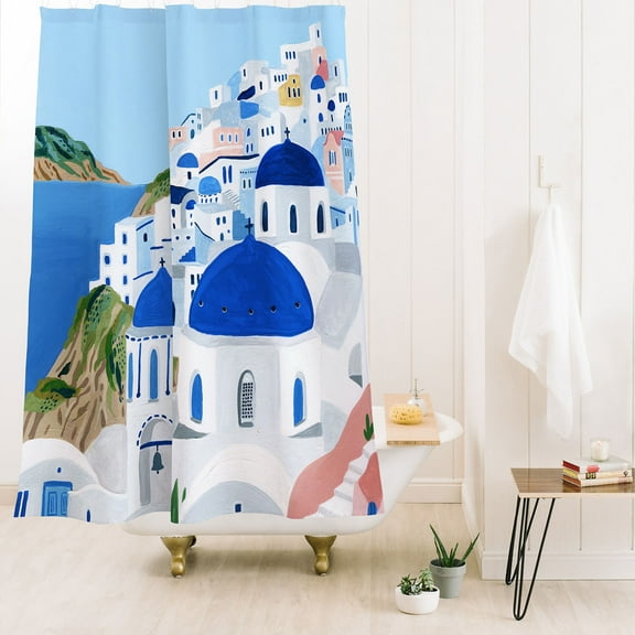 Society6 Ambers Textiles Santorini Shower Curtain 71" x 74"