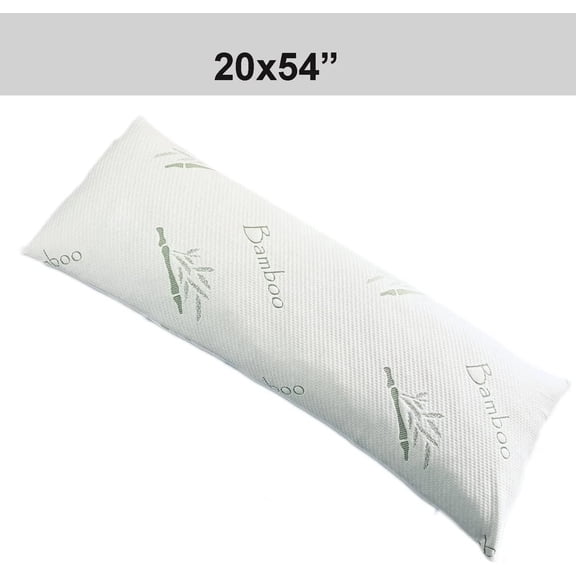 Bamboo Body Pillow-54x20 In Shredded Memory Foam for Side Sleepers&Pregnancy