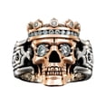 thumbnail image 2 of Anillo con incrustaciones de diamantes de joyería de anillo exquisito con cabeza de calavera de dos tonos de corona Wmkox8yii  fajkfhkj2309, 2 of 3