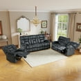 thumbnail image 3 of Bonzy Home 3-Piece Recliner Sofa Set, Single Chair, Loveseat & 3-Seat Sofa, Storage Console, Cup Holders, Gray, 3 of 7