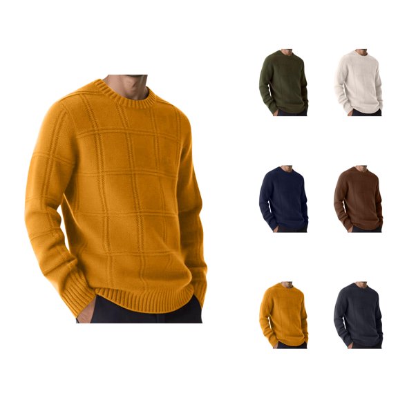 Pullover Sweaters for Men Long Sleeve Relaxed Fit Casual Crewneck Knit Sweater Fall Winter Clothes