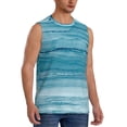 thumbnail image 2 of Fotbe Teal Turquoise Fluid Stripes Men's Camiseta sin Mangas Estampada para Hombres, Playera Casual para Gimnasio, Entrenamiento, Playa-Small, 2 of 7