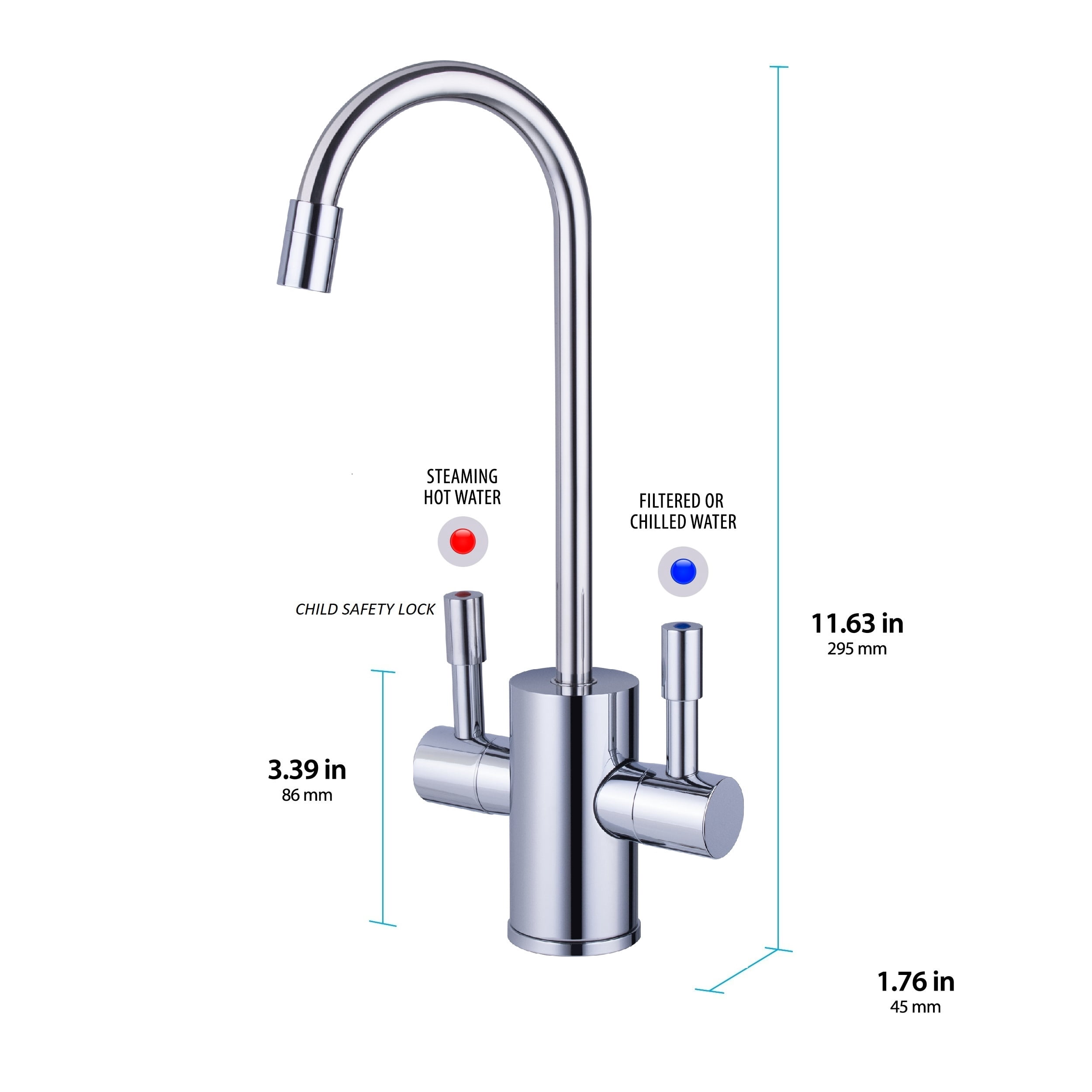 Ready Hot 41-RH-300-F560-CH Digital Kitchen Hot Water Dispenser, Digital Display with Polished Chrome Dual Handle Faucet 1300W