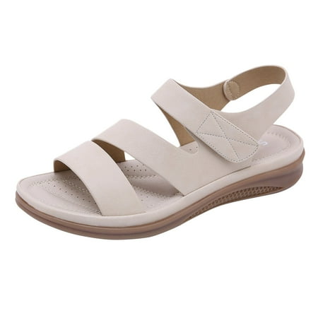 

HIMIWAY Wedge Sandals for Women Women Lace-up Closed Toe Comfortable Slip On Casual Retro Wedges Ladies Sandals Khaki 41
