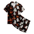thumbnail image 5 of UAYOTSE Kids Collared Satin Pajama Set, Easy Button‑Front Short‑Sleeve Top and Sleep Shorts, Soft Loungewear for Girls All‑Season Use Size 8-9 Years, 5 of 5