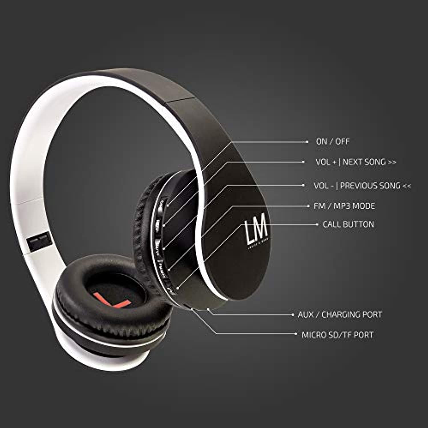 Bluetooth Headphones, Louise \u0026 Mann Wireless Headphones Over-Ear, Stereo  Headset with Microphone, Soft Earmuffs, Bag for Transport for  Phones/Tablets/PC (Black/Gray) | Walmart Canada