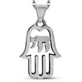 thumbnail image 2 of 925 Sterling Silver Hamsa Chai Hai Pendant Necklace, 2 of 4
