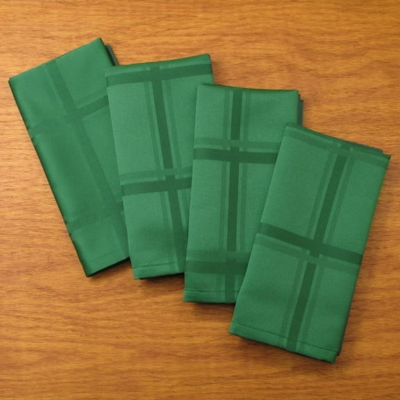 Lattice Woven Easy Care Microfiber Fabric Dinner Napkin, Set of 4 (Green)