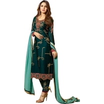Ready to Wear Designer Indian Pakistani Shalwar Kameez Trouser Pant Suits ( Teal Blue, 3XL - 48 )