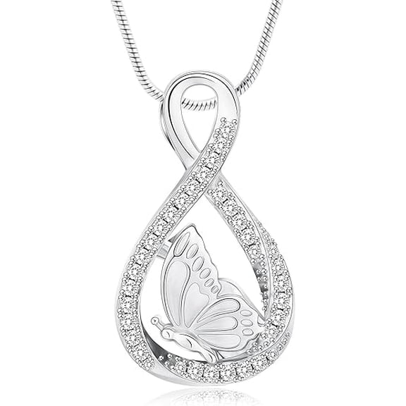 Infinity Cremation Jewelry for Ashes Urn Necklace Pendants for Wome/Men Butterfly Ashes Pendant Locket Keepsake Memorial Jewelry for Urns