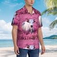 thumbnail image 3 of Honeii Flower Field Cow Print Men’s Hawaiian Shirt,Classic Button-Down Short Sleeve Shirt, for Beach, Vacation, and Outdoor Activities,Large, 3 of 7