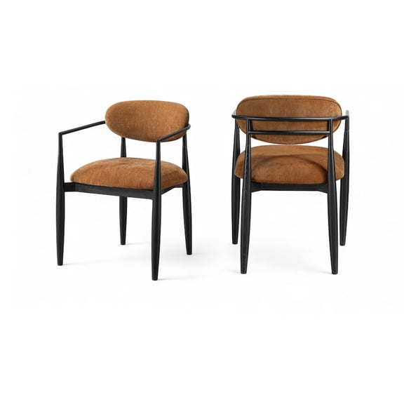 Meridian Furniture Riccio Cognac Performance Fabric Upholstered Dining Arm Chair, Set of 2