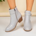 thumbnail image 3 of EKVAHL Women's Walking Ankle Boots, Buckle Strap Chelsea Booties, Side Panel Wide Fit Street Daily Outdoor Casual Short Boots Gray, 3 of 5