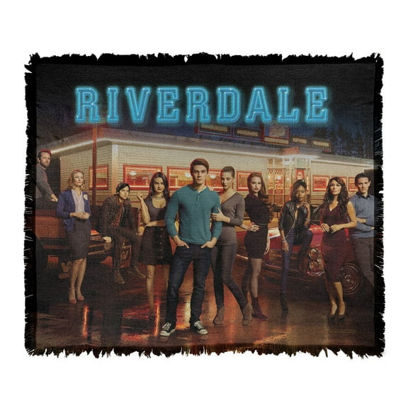 Riverdale Blanket, 50'x60' Up at Pops Woven Tapestry Cotton Blend Fringed Throw